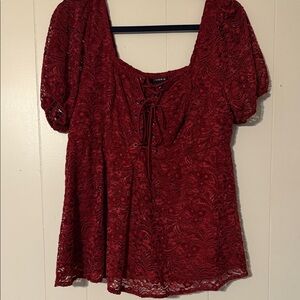 Torrid Deep Red Lace Blouse